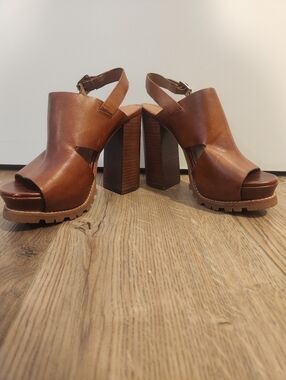 Women's Jeffrey Campbell Brown Leather High Heel Sandals